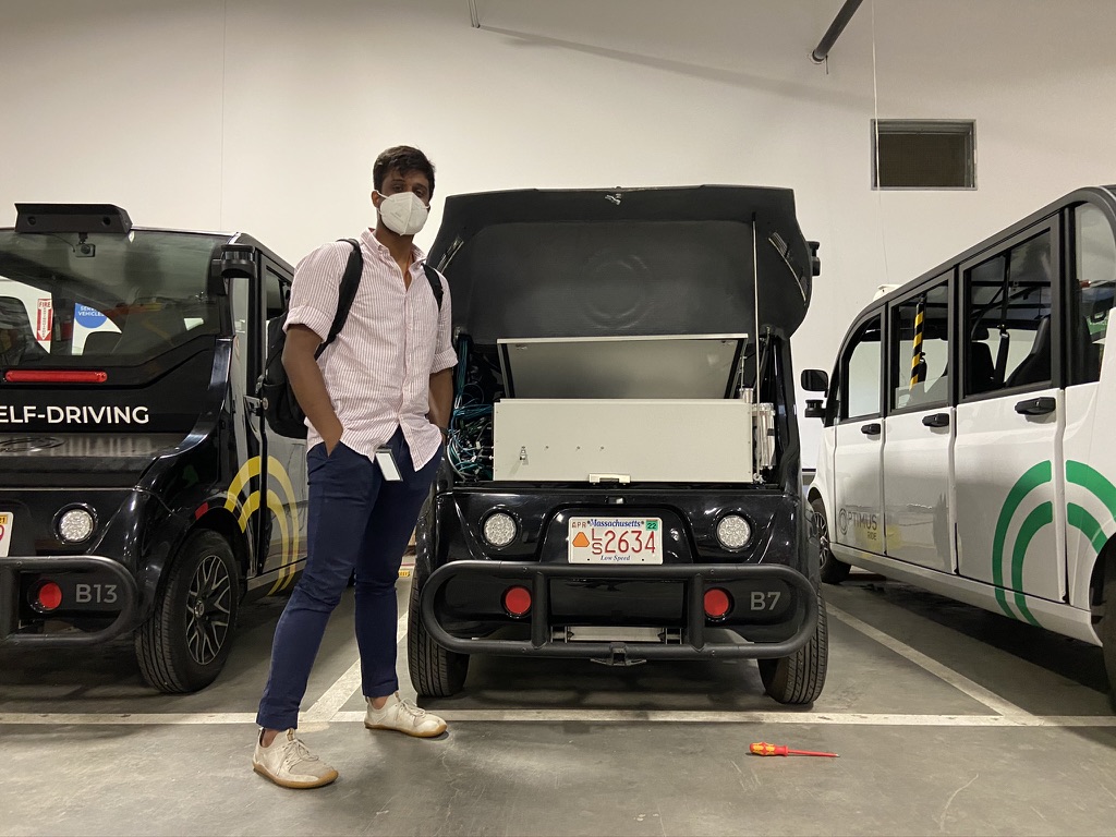 Kushagra with Optimus Ride self-driving vehicles